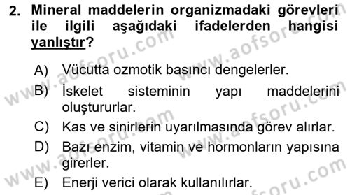 Hayvan Besleme Dersi 2018 - 2019 Yılı Yaz Okulu Sınavı 2. Soru