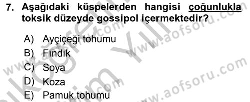 Hayvan Besleme Dersi 2018 - 2019 Yılı Yaz Okulu Sınav Soruları 7. Soru