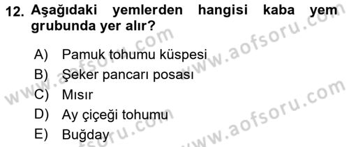 Hayvan Besleme Dersi 2020 - 2021 Yılı Yaz Okulu Sınav Soruları 12. Soru