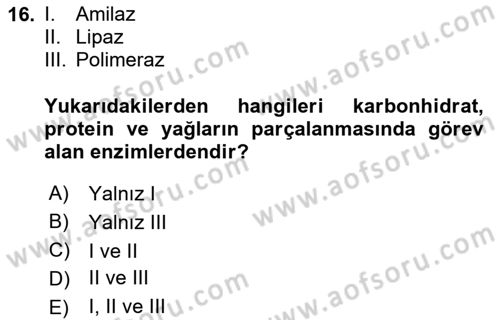Hayvan Besleme Dersi 2020 - 2021 Yılı Yaz Okulu Sınav Soruları 16. Soru