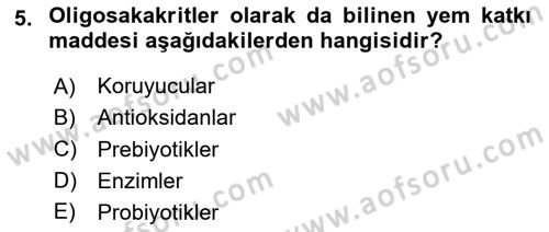 Hayvan Besleme Dersi 2020 - 2021 Yılı Yaz Okulu Sınav Soruları 5. Soru