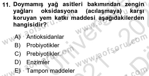 Hayvan Besleme Dersi 2021 - 2022 Yılı (Vize) Ara Sınav Soruları 11. Soru