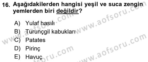 Hayvan Besleme Dersi 2021 - 2022 Yılı (Final) Dönem Sonu Sınav Soruları 16. Soru