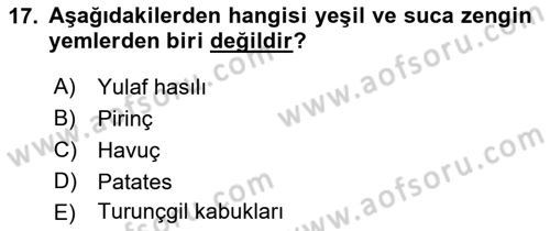 Hayvan Besleme Dersi 2021 - 2022 Yılı Yaz Okulu Sınav Soruları 17. Soru