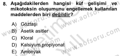 Hayvan Besleme Dersi 2021 - 2022 Yılı Yaz Okulu Sınav Soruları 8. Soru