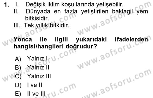 Hayvan Besleme Dersi 2022 - 2023 Yılı Yaz Okulu Sınav Soruları 1. Soru