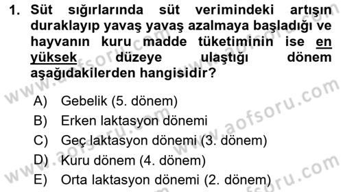 Hayvan Besleme Dersi 2023 - 2024 Yılı (Final) Dönem Sonu Sınav Soruları 1. Soru