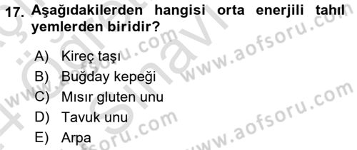 Hayvan Besleme Dersi 2023 - 2024 Yılı Yaz Okulu Sınav Soruları 17. Soru