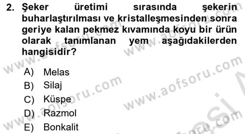 Hayvan Besleme Dersi 2023 - 2024 Yılı Yaz Okulu Sınav Soruları 2. Soru