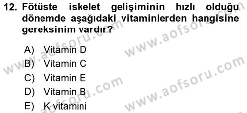 Hayvan Besleme Dersi 2024 - 2025 Yılı (Vize) Ara Sınav Soruları 12. Soru