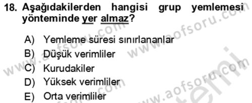 Hayvan Besleme Dersi 2024 - 2025 Yılı (Final) Dönem Sonu Sınav Soruları 18. Soru
