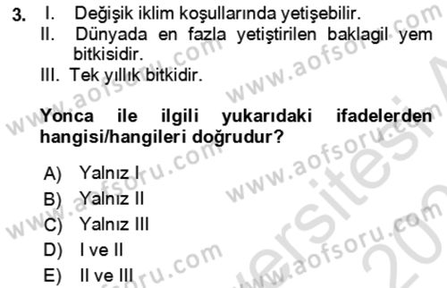 Hayvan Besleme Dersi 2024 - 2025 Yılı (Final) Dönem Sonu Sınav Soruları 3. Soru