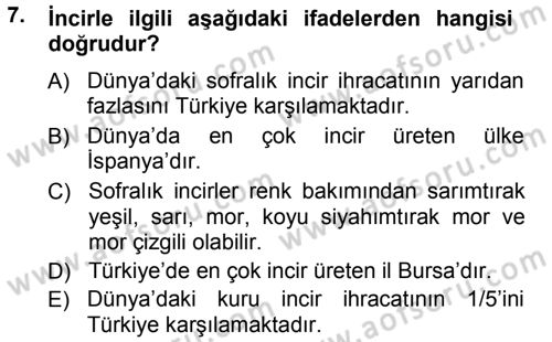 Bahçe Tarımı 2 Dersi 2012 - 2013 Yılı (Vize) Ara Sınav Soruları 7. Soru