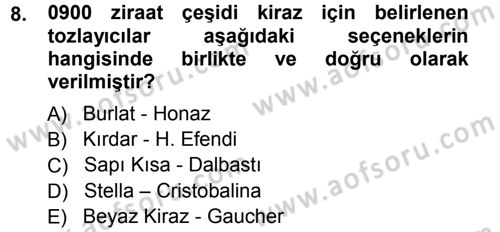 Bahçe Tarımı 2 Dersi 2012 - 2013 Yılı (Vize) Ara Sınav Soruları 8. Soru
