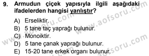 Bahçe Tarımı 2 Dersi 2012 - 2013 Yılı (Vize) Ara Sınav Soruları 9. Soru