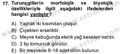 Bahçe Tarımı 2 Dersi 2013 - 2014 Yılı (Vize) Ara Sınav Soruları 17. Soru