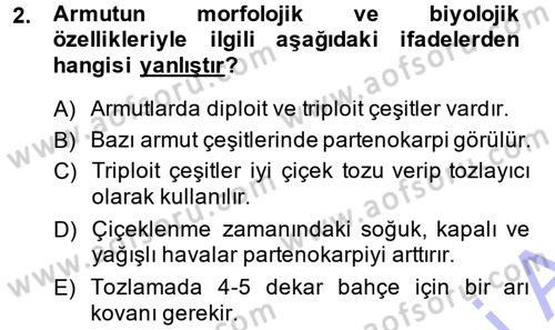 Bahçe Tarımı 2 Dersi 2013 - 2014 Yılı (Vize) Ara Sınav Soruları 2. Soru