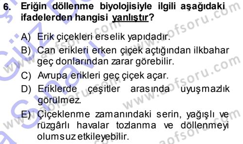 Bahçe Tarımı 2 Dersi 2013 - 2014 Yılı (Vize) Ara Sınav Soruları 6. Soru