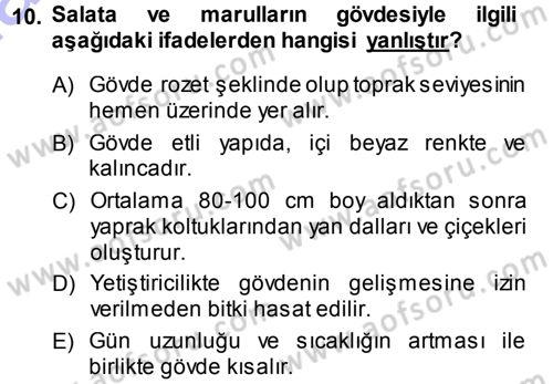 Bahçe Tarımı 2 Dersi 2013 - 2014 Yılı (Final) Dönem Sonu Sınav Soruları 10. Soru