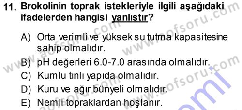 Bahçe Tarımı 2 Dersi 2013 - 2014 Yılı (Final) Dönem Sonu Sınav Soruları 11. Soru