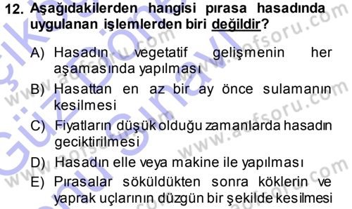 Bahçe Tarımı 2 Dersi 2013 - 2014 Yılı (Final) Dönem Sonu Sınav Soruları 12. Soru