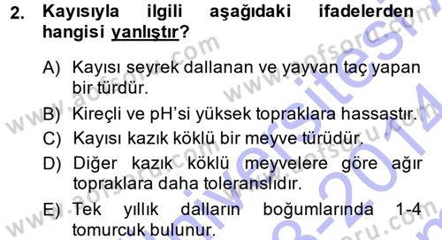 Bahçe Tarımı 2 Dersi 2013 - 2014 Yılı (Final) Dönem Sonu Sınav Soruları 2. Soru