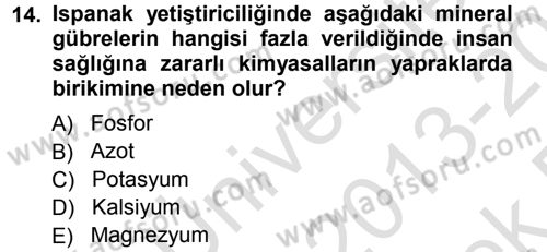 Bahçe Tarımı 2 Dersi 2013 - 2014 Yılı Tek Ders Sınav Soruları 14. Soru
