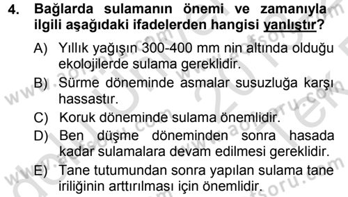 Bahçe Tarımı 2 Dersi 2013 - 2014 Yılı Tek Ders Sınav Soruları 4. Soru