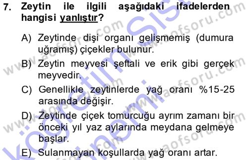 Bahçe Tarımı 2 Dersi 2014 - 2015 Yılı (Vize) Ara Sınav Soruları 7. Soru