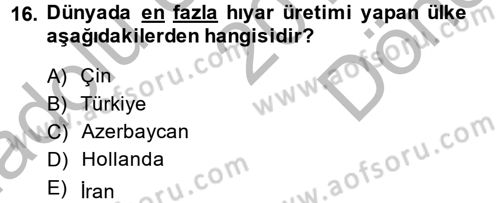 Bahçe Tarımı 2 Dersi 2014 - 2015 Yılı (Final) Dönem Sonu Sınavı 16. Soru