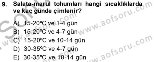 Bahçe Tarımı 2 Dersi 2014 - 2015 Yılı (Final) Dönem Sonu Sınavı 9. Soru