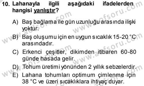 Bahçe Tarımı 2 Dersi 2014 - 2015 Yılı Tek Ders Sınav Soruları 10. Soru