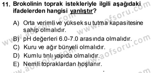 Bahçe Tarımı 2 Dersi 2014 - 2015 Yılı Tek Ders Sınav Soruları 11. Soru