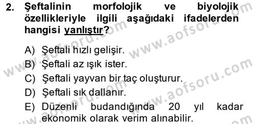 Bahçe Tarımı 2 Dersi 2014 - 2015 Yılı Tek Ders Sınav Soruları 2. Soru