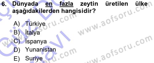 Bahçe Tarımı 2 Dersi 2015 - 2016 Yılı (Vize) Ara Sınavı 6. Soru