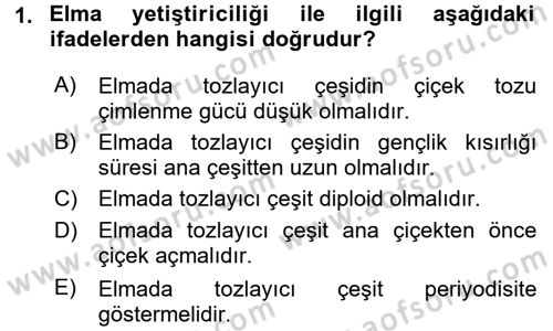 Bahçe Tarımı 2 Dersi 2015 - 2016 Yılı (Final) Dönem Sonu Sınav Soruları 1. Soru