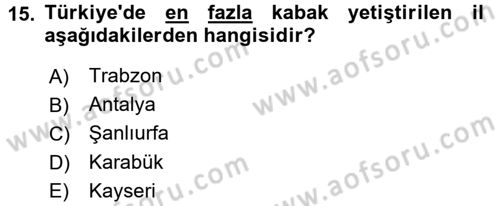 Bahçe Tarımı 2 Dersi 2015 - 2016 Yılı (Final) Dönem Sonu Sınav Soruları 15. Soru