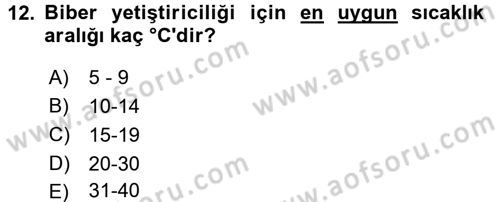 Bahçe Tarımı 2 Dersi 2016 - 2017 Yılı 3 Ders Sınavı 12. Soru