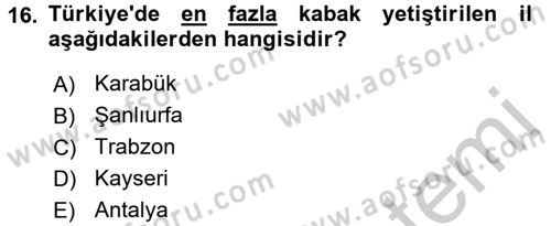 Bahçe Tarımı 2 Dersi 2016 - 2017 Yılı 3 Ders Sınavı 16. Soru