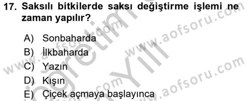 Bahçe Tarımı 2 Dersi 2016 - 2017 Yılı 3 Ders Sınavı 17. Soru