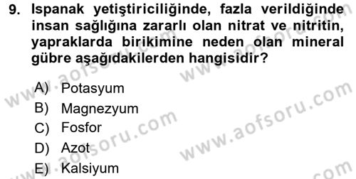 Bahçe Tarımı 2 Dersi 2016 - 2017 Yılı 3 Ders Sınavı 9. Soru