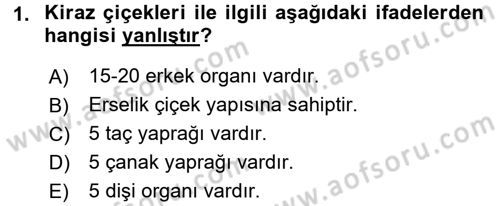 Bahçe Tarımı 2 Dersi 2016 - 2017 Yılı (Vize) Ara Sınavı 1. Soru