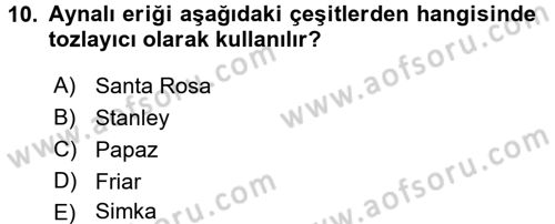 Bahçe Tarımı 2 Dersi 2016 - 2017 Yılı (Vize) Ara Sınav Soruları 10. Soru