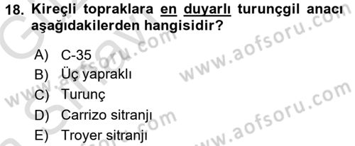 Bahçe Tarımı 2 Dersi 2016 - 2017 Yılı (Vize) Ara Sınav Soruları 18. Soru