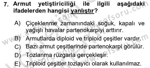 Bahçe Tarımı 2 Dersi 2016 - 2017 Yılı (Vize) Ara Sınav Soruları 7. Soru
