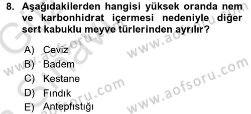 Bahçe Tarımı 2 Dersi 2016 - 2017 Yılı (Vize) Ara Sınav Soruları 8. Soru