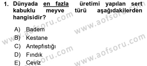 Bahçe Tarımı 2 Dersi 2016 - 2017 Yılı (Final) Dönem Sonu Sınavı 1. Soru