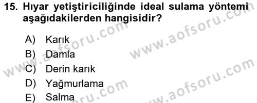 Bahçe Tarımı 2 Dersi 2016 - 2017 Yılı (Final) Dönem Sonu Sınav Soruları 15. Soru