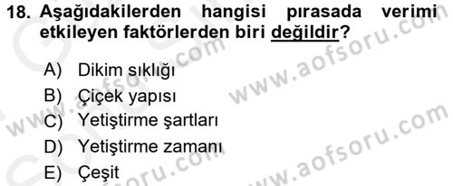 Bahçe Tarımı 2 Dersi 2016 - 2017 Yılı (Final) Dönem Sonu Sınav Soruları 18. Soru
