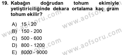 Bahçe Tarımı 2 Dersi 2016 - 2017 Yılı (Final) Dönem Sonu Sınav Soruları 19. Soru